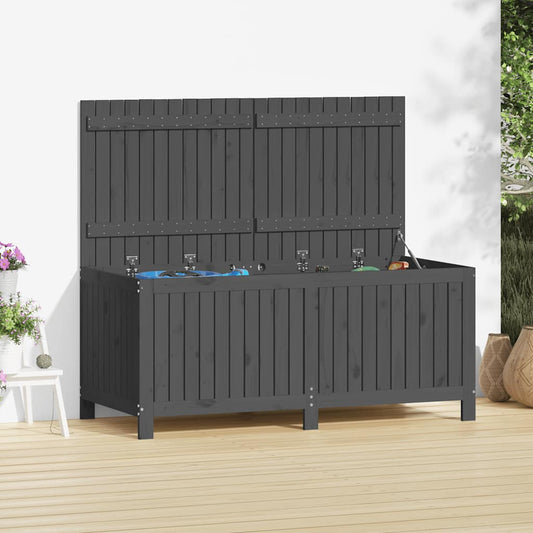 Garden Storage Box Grey 134x68x64 cm Solid Wood Pine