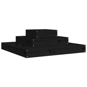 Planter Black 80x80x27 cm Solid Wood Pine