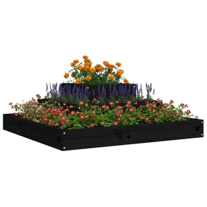 Planter Black 80x80x27 cm Solid Wood Pine