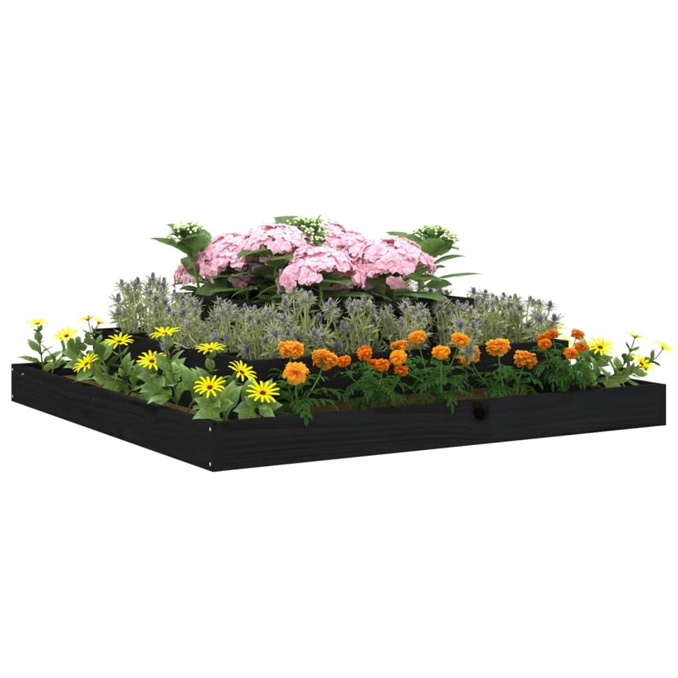 Planter Black 110x110x27 cm Solid Wood Pine