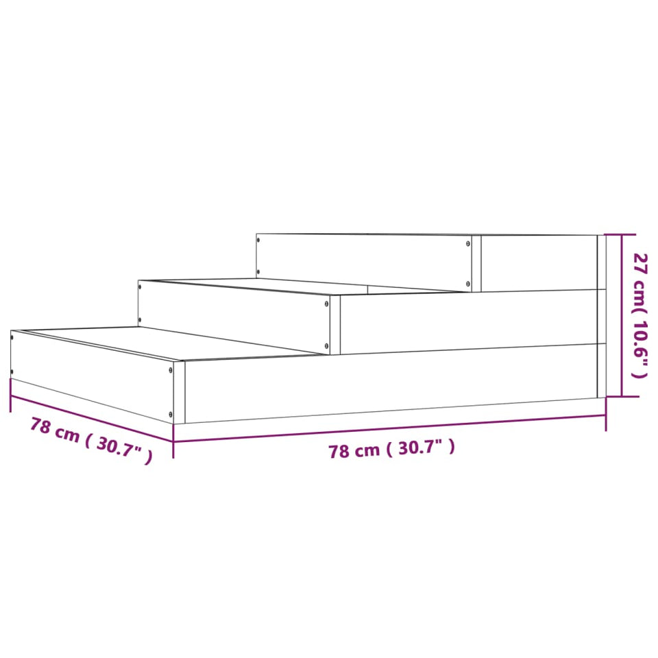 Planter Black 78x78x27 cm Solid Wood Pine