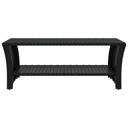 Coffee Table | Black | PE rattan, powder-coated steel | 100x50x40 cm