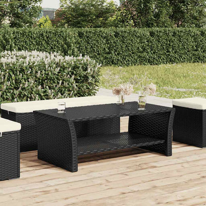Coffee Table | Black | PE rattan, powder-coated steel | 100x50x40 cm