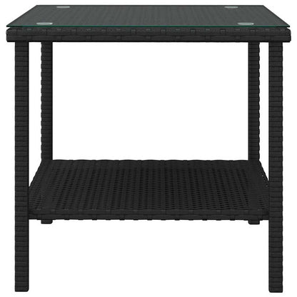 Side Table | Black | PE rattan, tempered glass, powder-coated steel