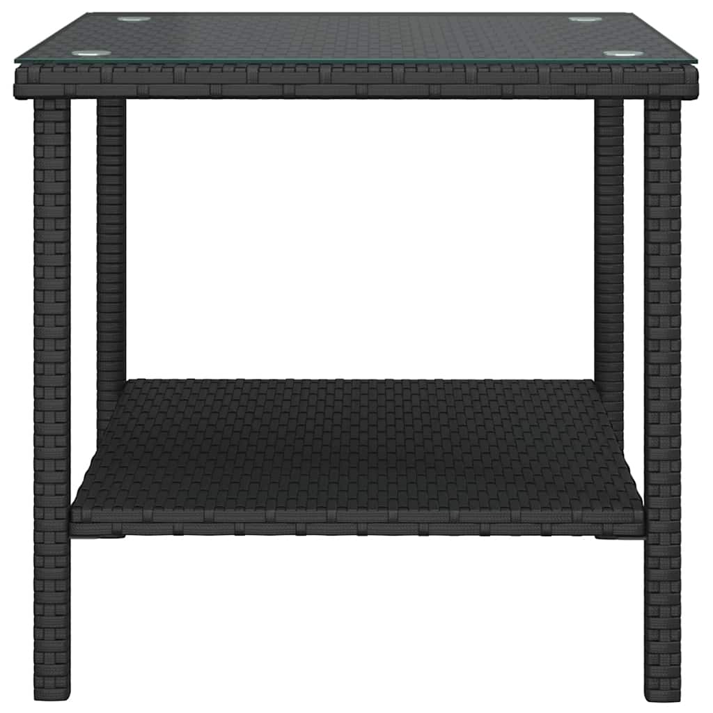 Side Table | Black | PE rattan, tempered glass, powder-coated steel
