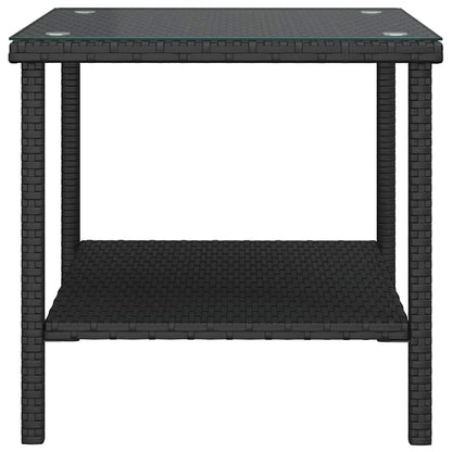 Side Table | Black | PE rattan, tempered glass, powder-coated steel