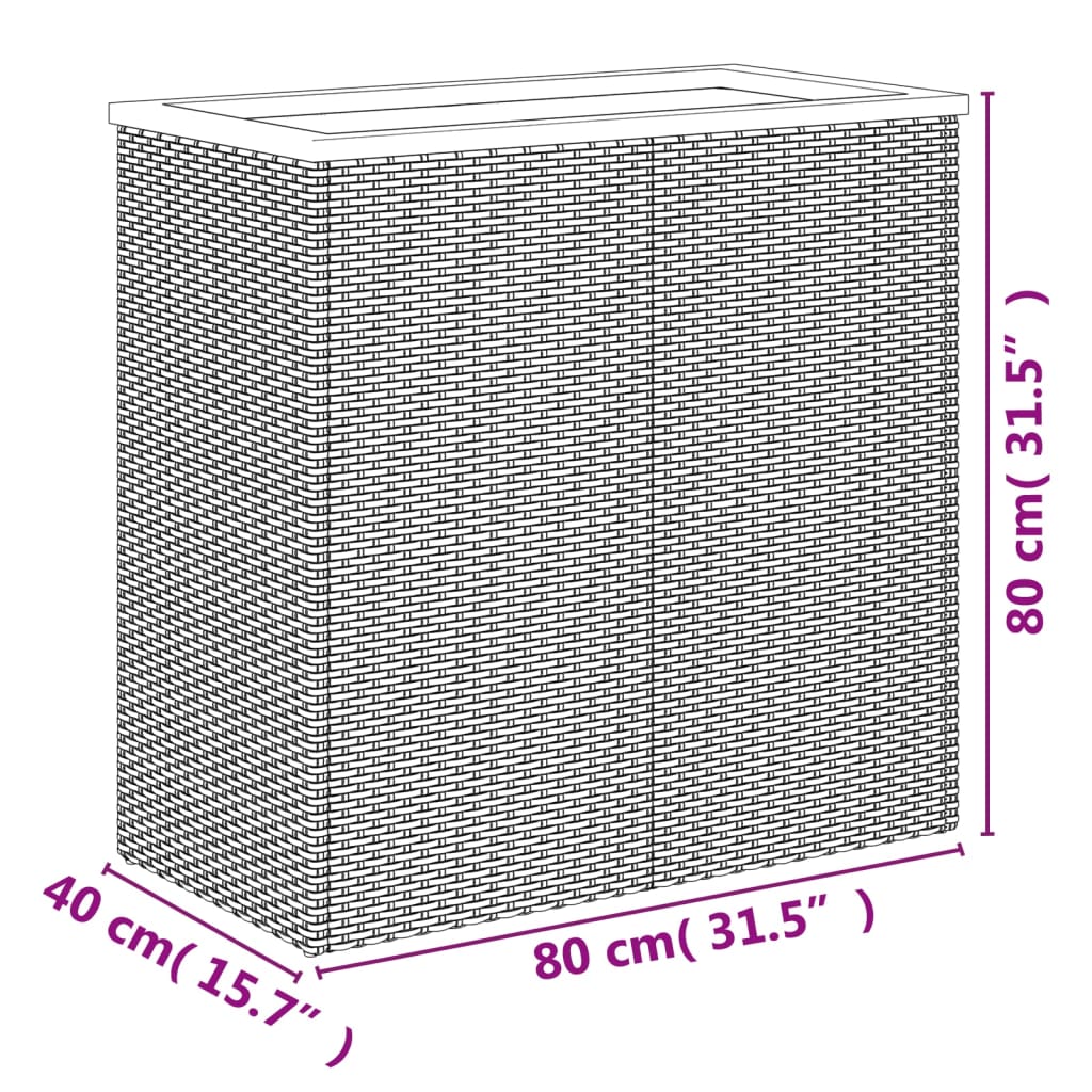 Planter Black 80x40x80 cm Poly Rattan