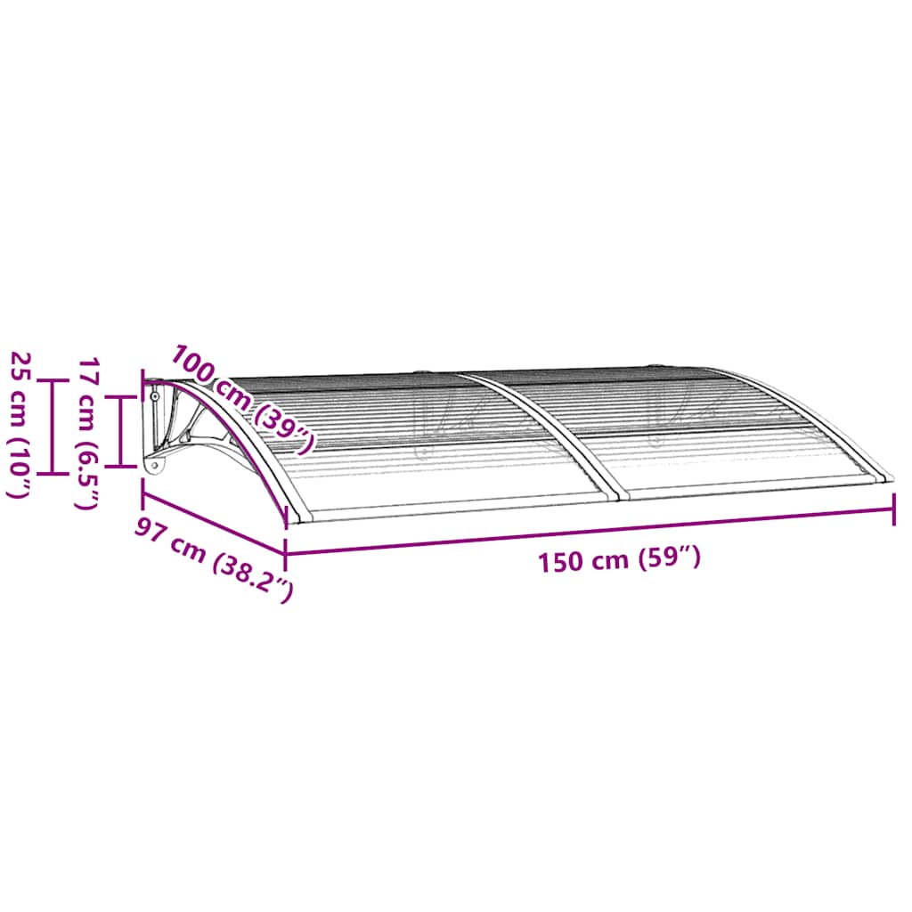Door Canopy Black 59.1"x39.4" Polycarbonate