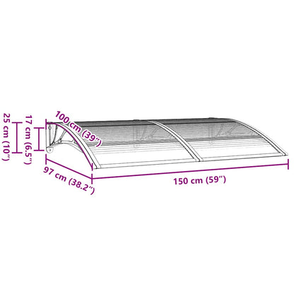 Door Canopy Black 59.1"x39.4" Polycarbonate