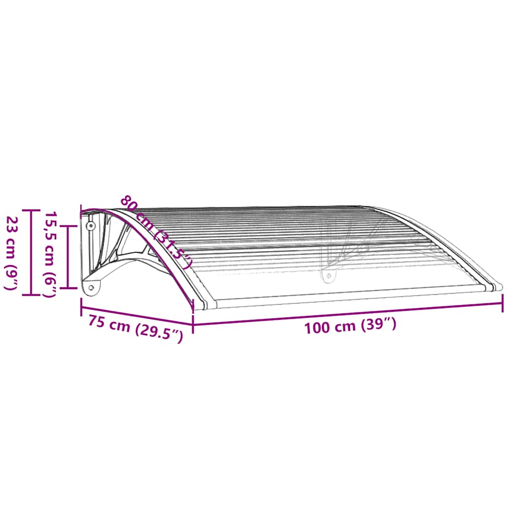 Door Canopy Black 39.4x29.5" Polycarbonate