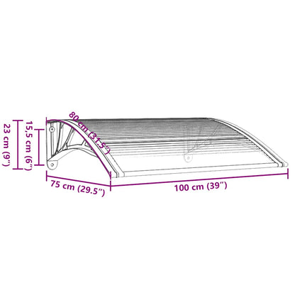 Door Canopy Black 39.4x29.5" Polycarbonate