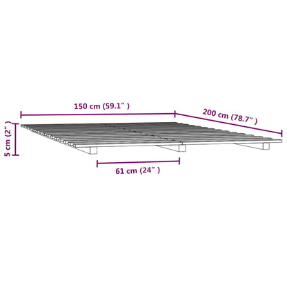 Bed Frame without Mattress 150x200 cm King Size Solid Wood Pine