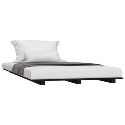 Bed Frame without Mattress Black 75x190 cm Small Single Solid Wood Pine
