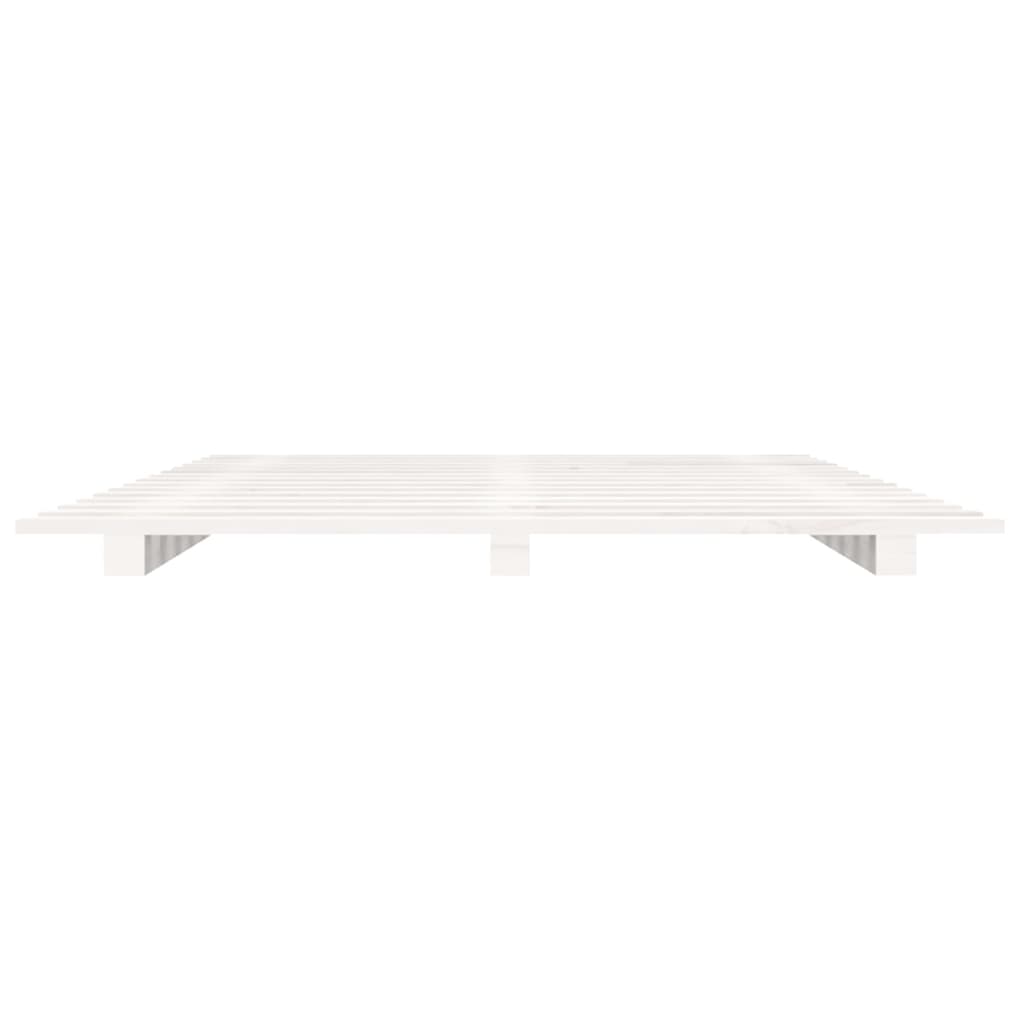 Bed Frame without Mattress White 135x190 cm Double Solid Wood Pine