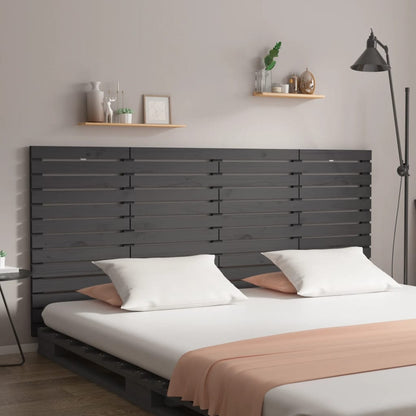 Wall Headboard Grey 206x3x91.5 cm Solid Wood Pine