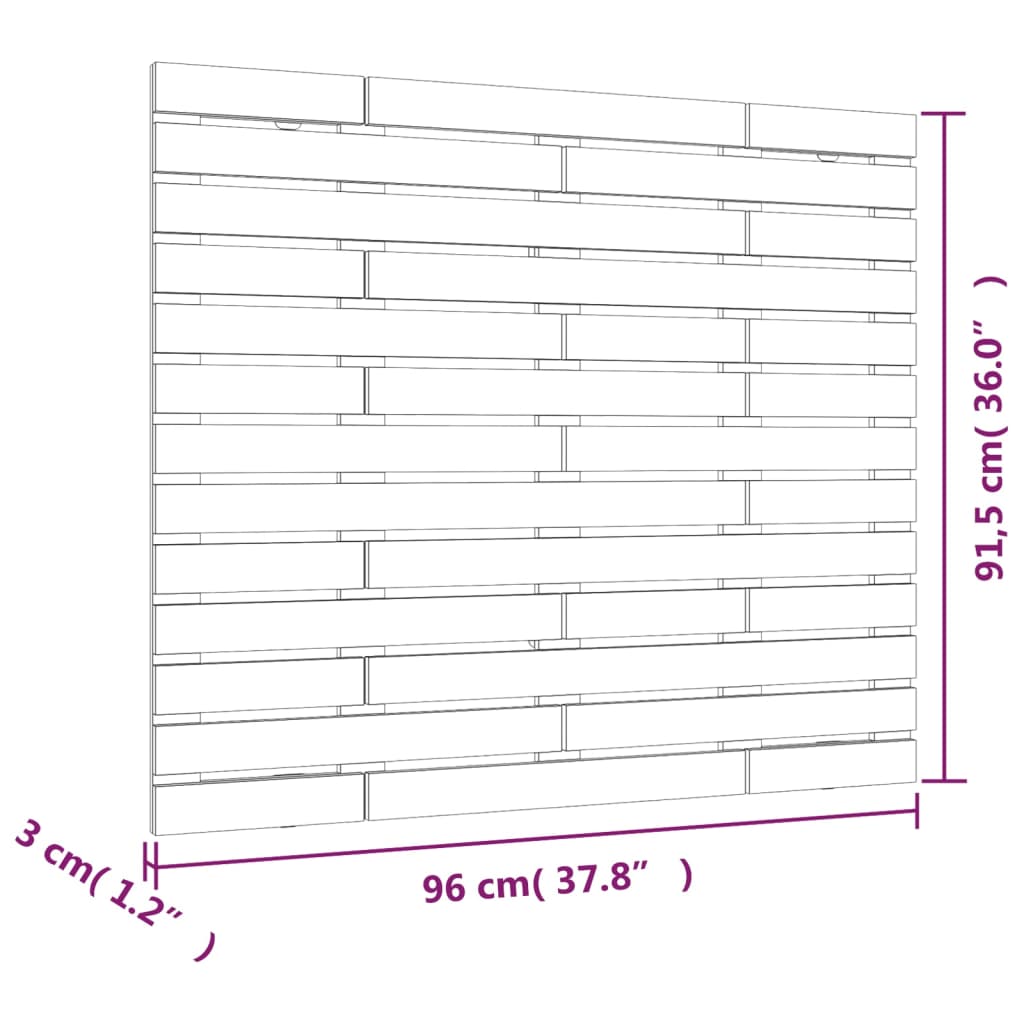 Wall Headboard Grey 96x3x91.5 cm Solid Wood Pine