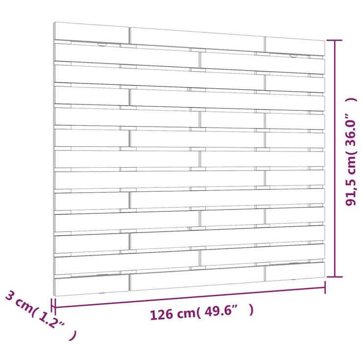 Wall Headboard Grey 126x3x91.5 cm Solid Wood Pine