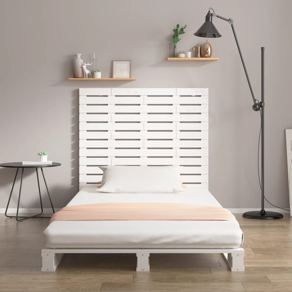 Wall Headboard White 146x3x91.5 cm Solid Wood Pine