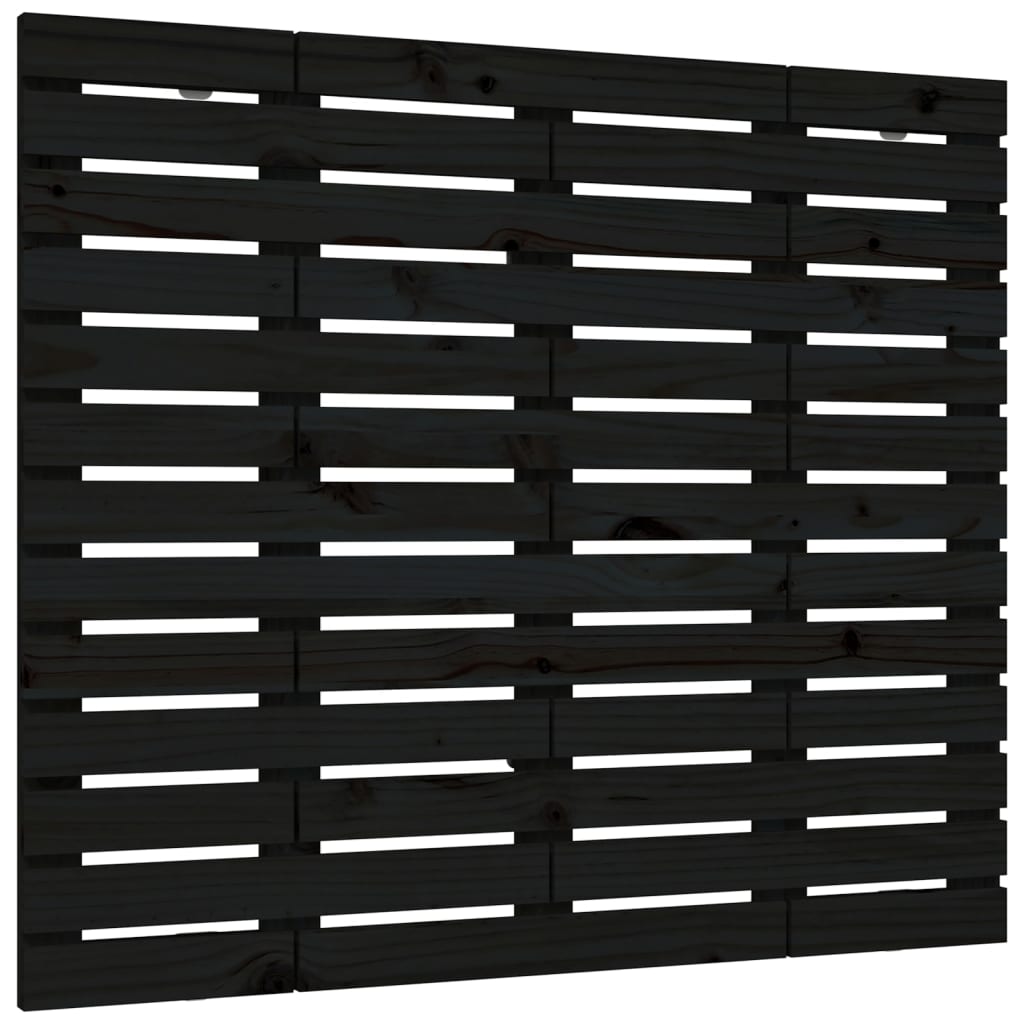 Wall Headboard Black 146x3x91.5 cm Solid Wood Pine