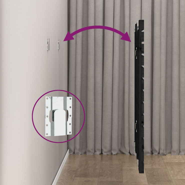 Wall Headboard Black 81x3x91.5 cm Solid Wood Pine