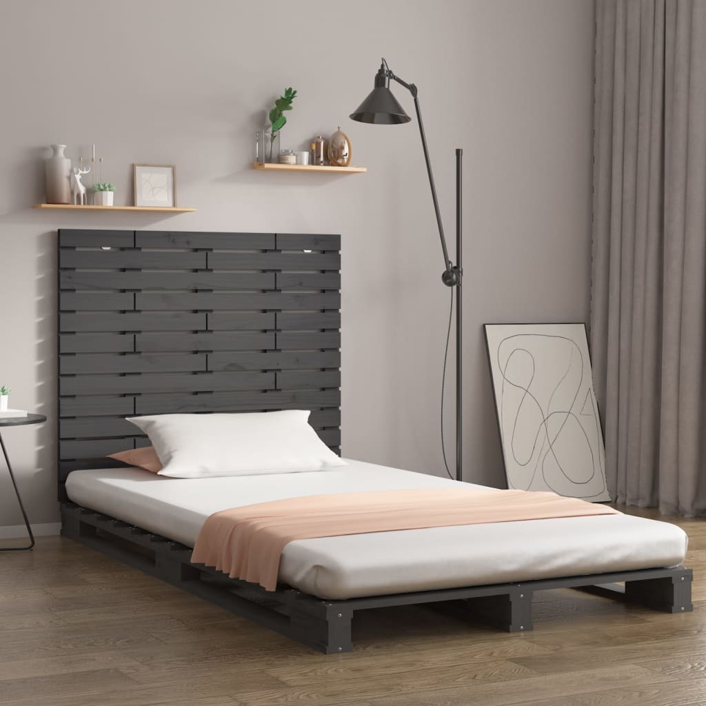 Wall Headboard Grey 141x3x91.5 cm Solid Wood Pine