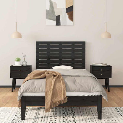 Wall Headboard Black 106x3x63 cm Solid Wood Pine