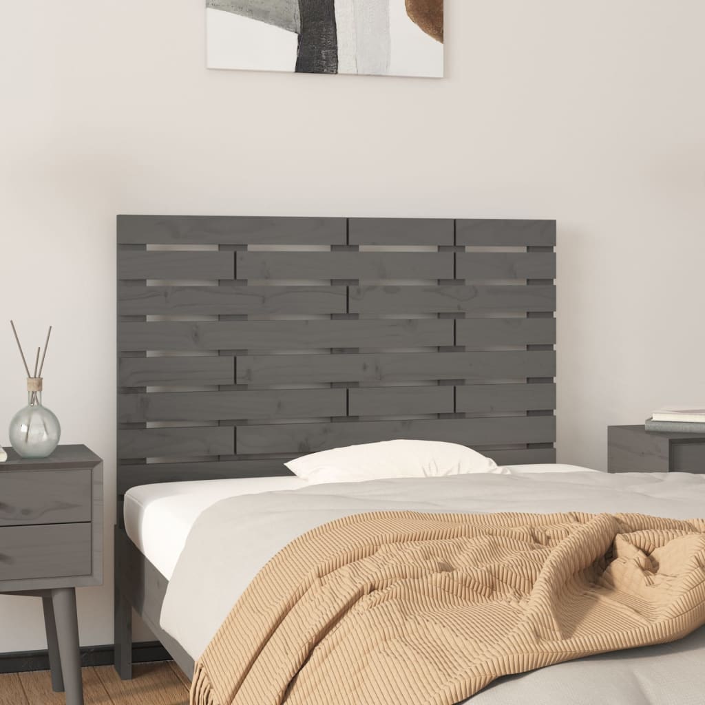 Wall Headboard Grey 96x3x63 cm Solid Wood Pine