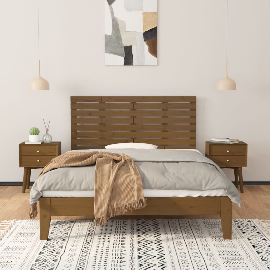 Wall Headboard Honey Brown 126x3x63 cm Solid Wood Pine
