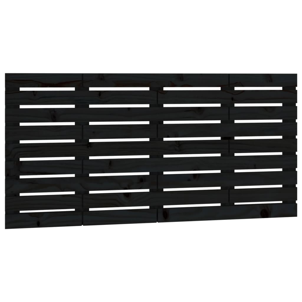 Wall Headboard Black 146x3x63 cm Solid Wood Pine