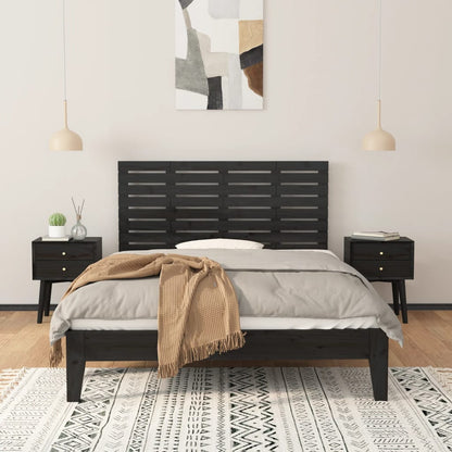 Wall Headboard Black 146x3x63 cm Solid Wood Pine