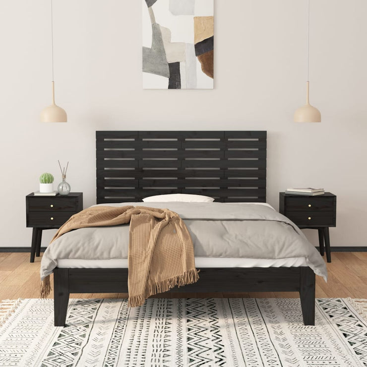 Wall Headboard Black 156x3x63 cm Solid Wood Pine