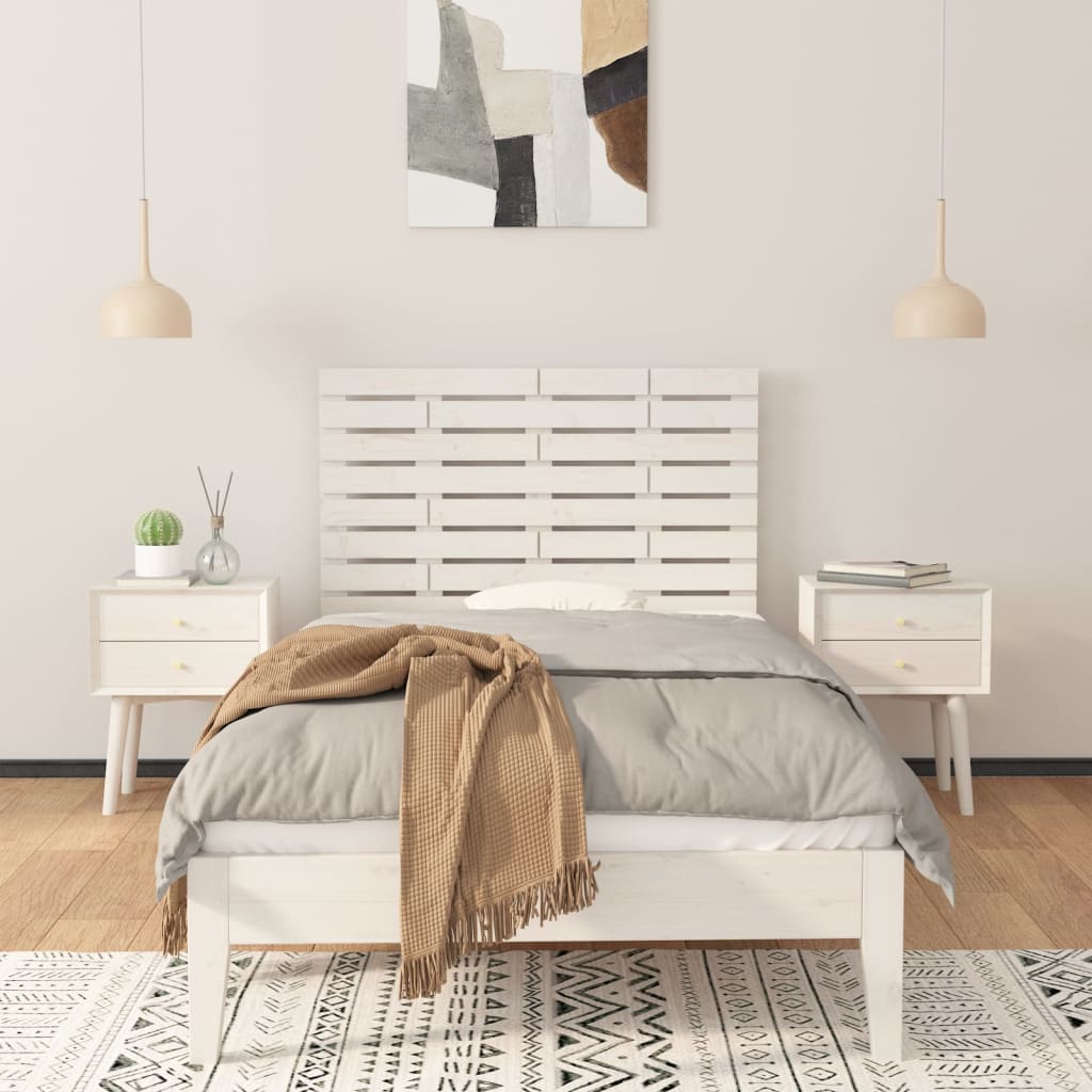 Wall Headboard White 81x3x63 cm Solid Wood Pine