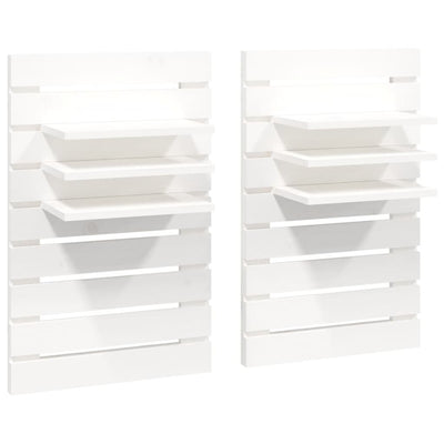 Wall-mounted Bedside Shelves 2 pcs White Solid Wood Pine