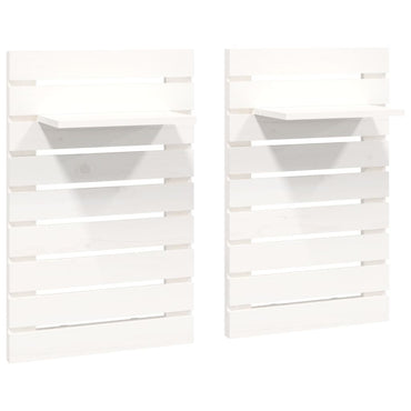 Wall-mounted Bedside Shelves 2 pcs White Solid Wood Pine