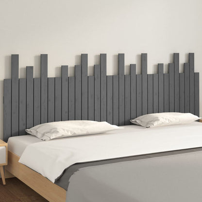 Wall Headboard Grey 204x3x80 cm Solid Wood Pine