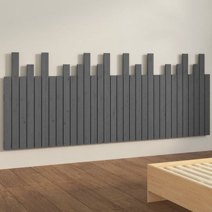 Wall Headboard Grey 204x3x80 cm Solid Wood Pine