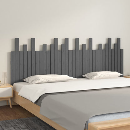 Wall Headboard Grey 204x3x80 cm Solid Wood Pine