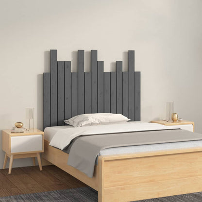 Wall Headboard Grey 95.5x3x80 cm Solid Wood Pine