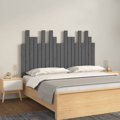 Wall Headboard Grey 127.5x3x80 cm Solid Wood Pine