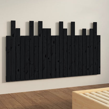 Wall Headboard Black 146.5x3x80 cm Solid Wood Pine