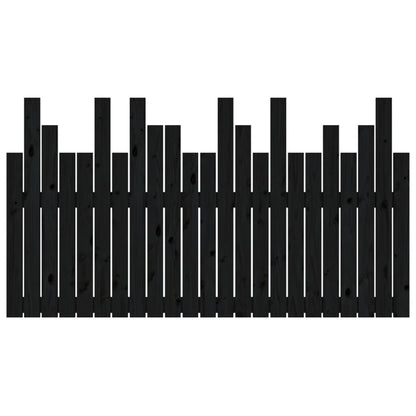 Wall Headboard Black 146.5x3x80 cm Solid Wood Pine