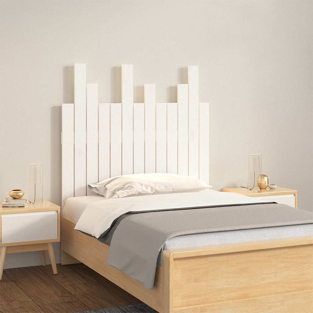 Wall Headboard White 82.5x3x80 cm Solid Wood Pine