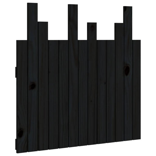 Wall Headboard Black 82,5x3x80 cm Solid Wood Pine