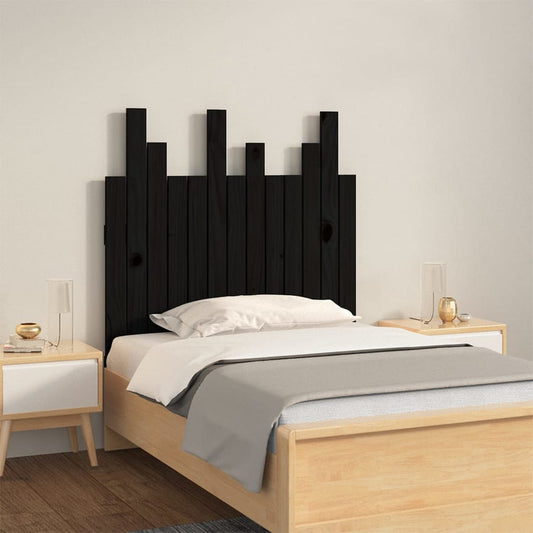 Wall Headboard Black 82,5x3x80 cm Solid Wood Pine