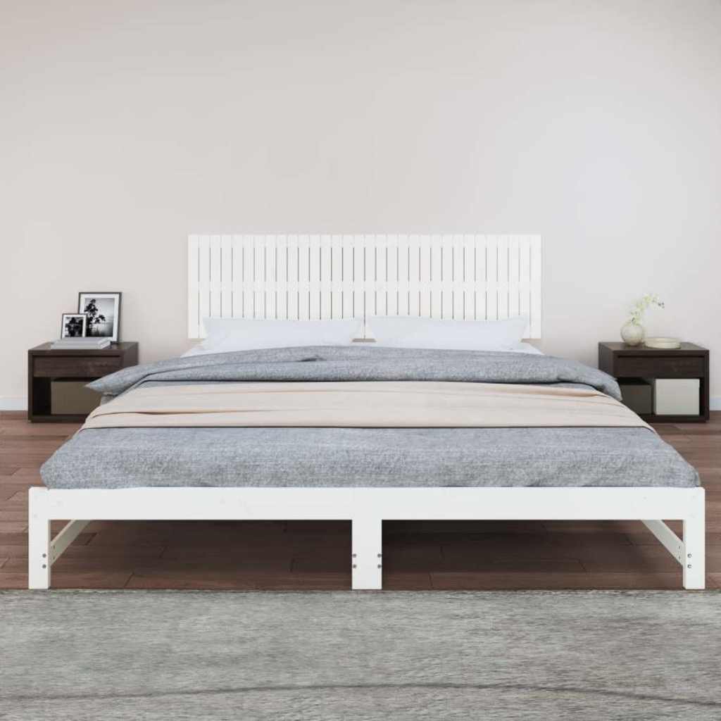 Wall Headboard White 204x3x60 cm Solid Wood Pine