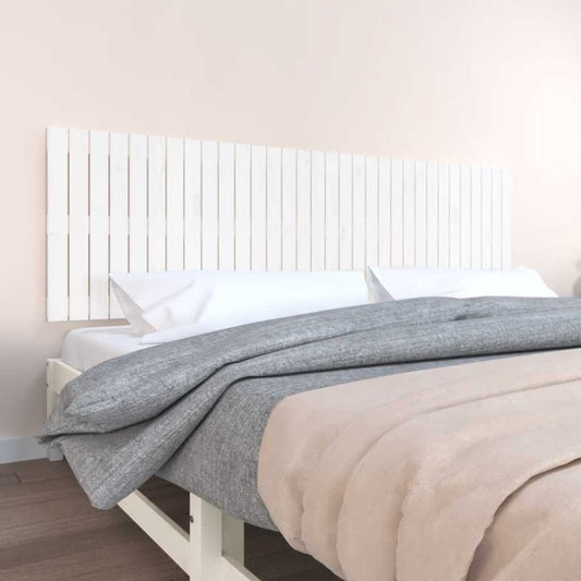 Wall Headboard White 204x3x60 cm Solid Wood Pine