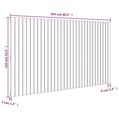 Wall Headboard White 204x3x110 cm Solid Wood Pine