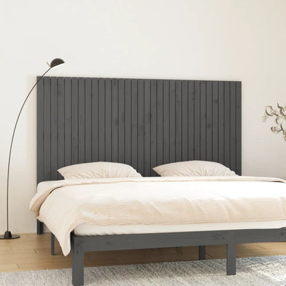 Wall Headboard Grey 204x3x110 cm Solid Wood Pine