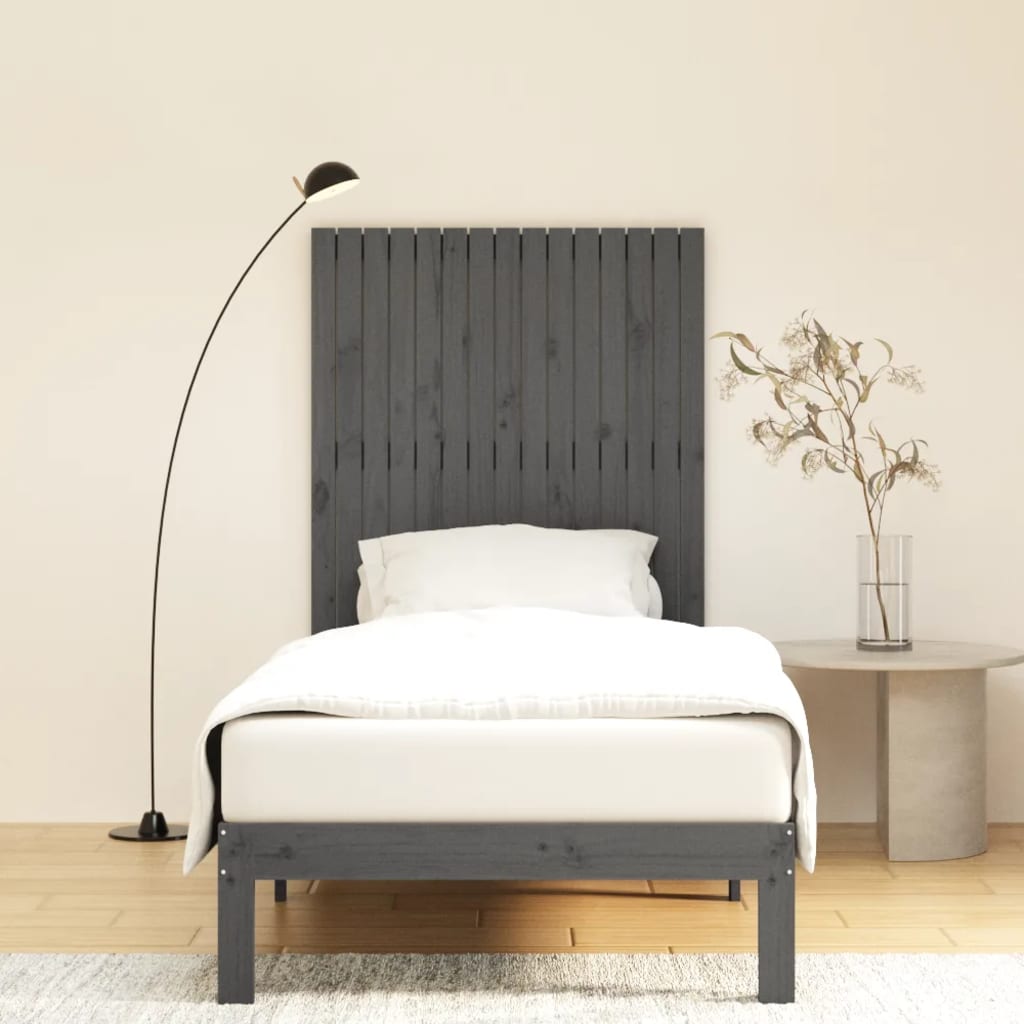 Wall Headboard Grey 95.5x3x110 cm Solid Wood Pine