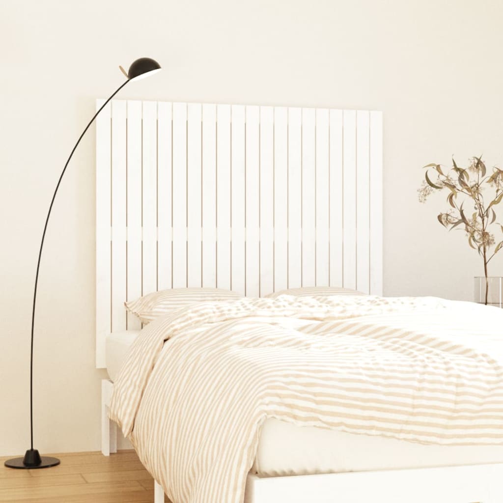 Wall Headboard White 127.5x3x110 cm Solid Wood Pine